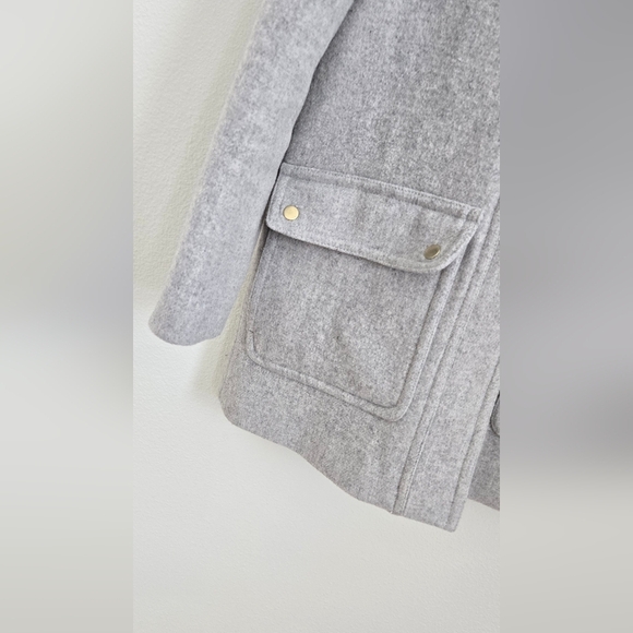 J. Crew Gray Vail Parka Wool Blend Faux Fur Hooded Jacket  Sz 4 Coat - Picture 10 of 15